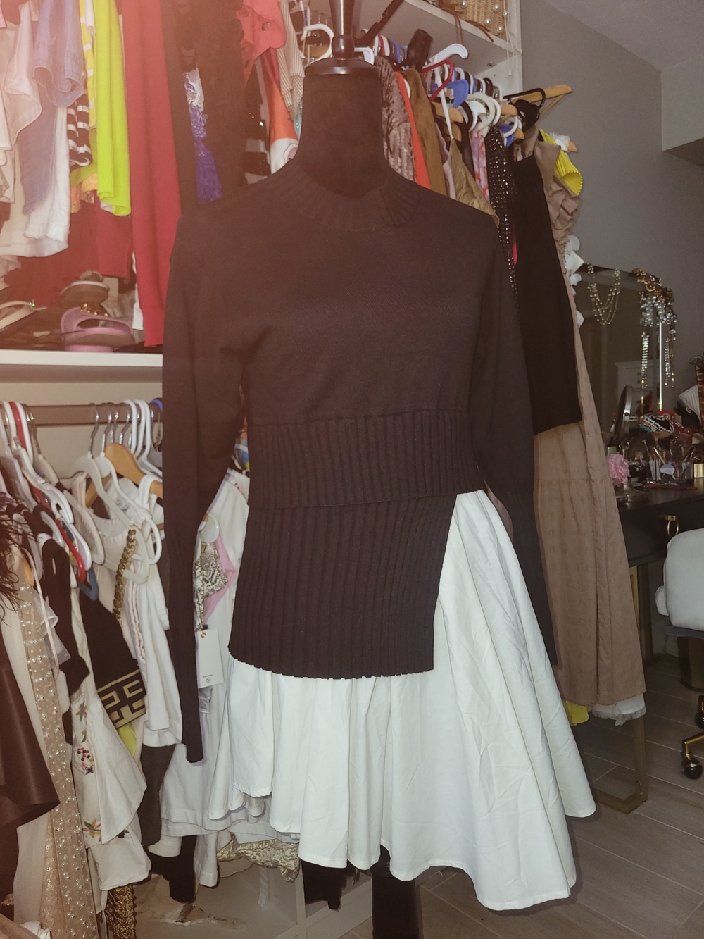 Black Ribbed Asymmetrical Sweater AVANTLOOK